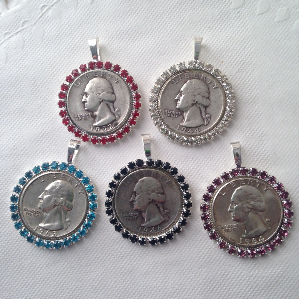 1946 Silver Quarter Dollar Coin, 16in 925 Chain