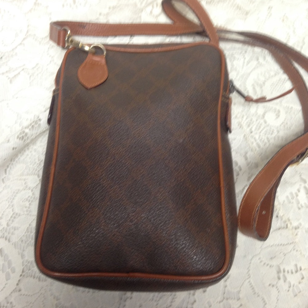Bally Brown Coated Canvas Leather Trim-Crossbody