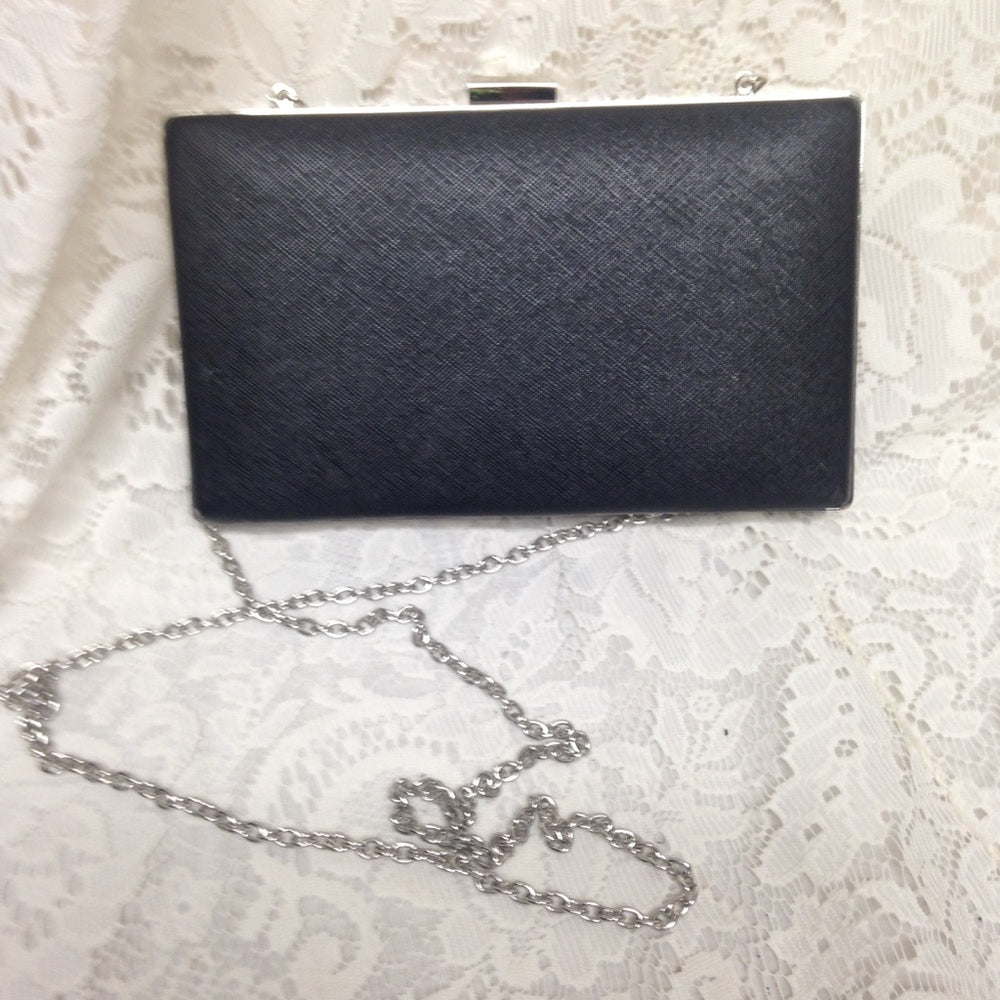 Black Boxy Clutch-Crossbody Evening Purse