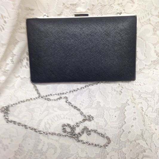 Black Boxy Clutch-Crossbody Evening Purse