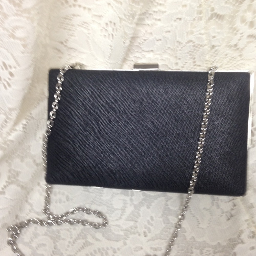 Black Boxy Clutch-Crossbody Evening Purse