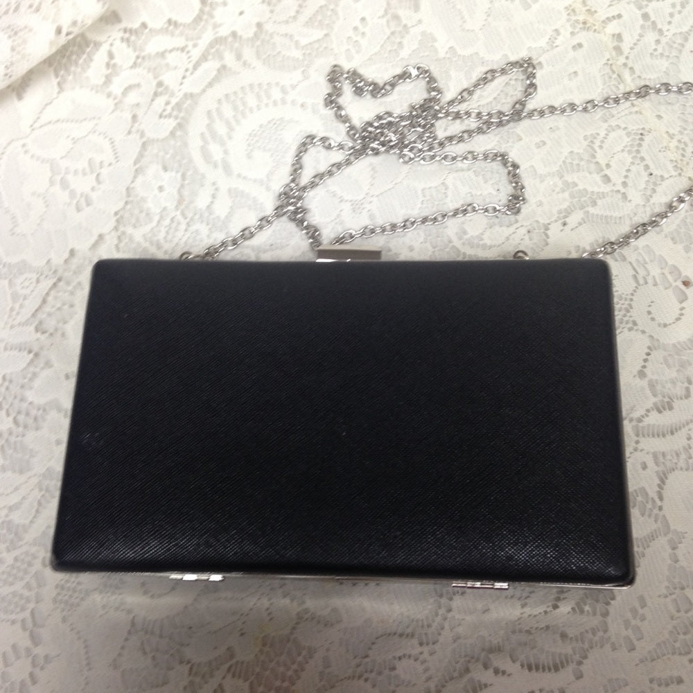 Black Boxy Clutch-Crossbody Evening Purse