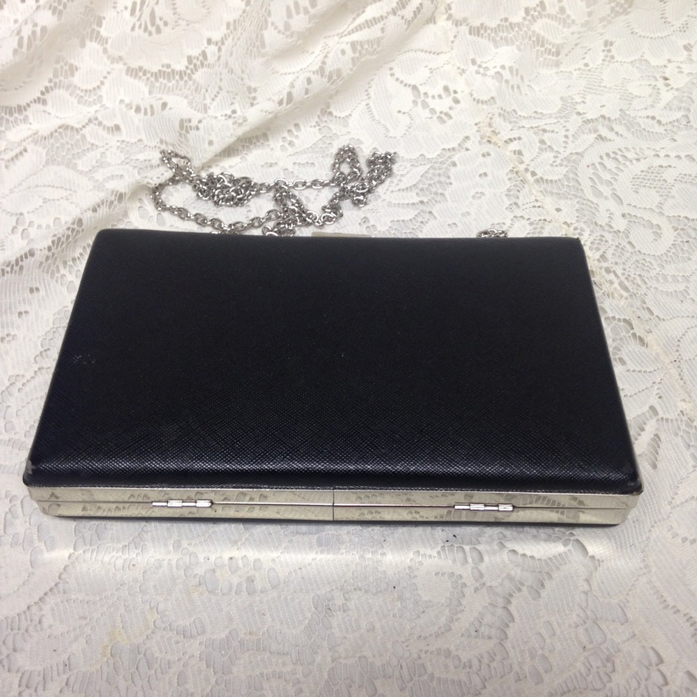 Black Boxy Clutch-Crossbody Evening Purse