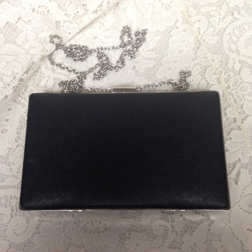 Black Boxy Clutch-Crossbody Evening Purse
