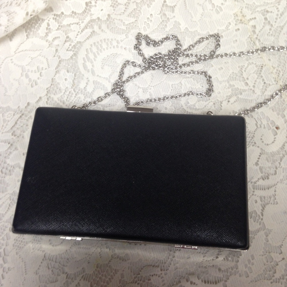 Black Boxy Clutch-Crossbody Evening Purse