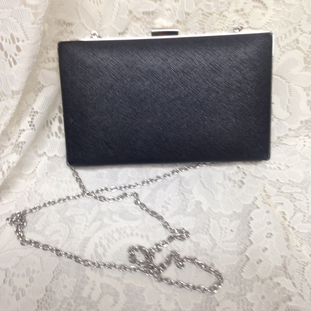 Black Boxy Clutch-Crossbody Evening Purse