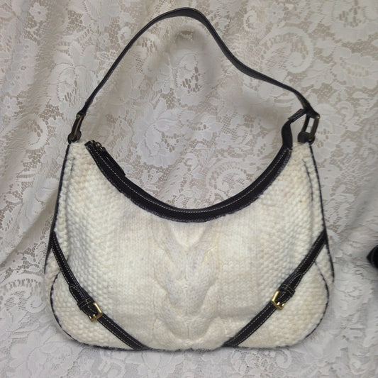 Chaps Beige Knitted Handbag13un x 8in x 4.5in