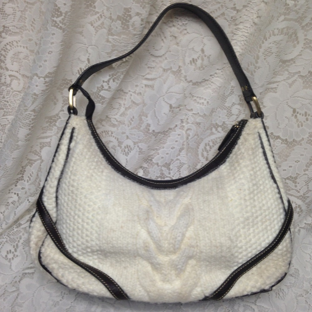 Chaps Beige Knitted Handbag13un x 8in x 4.5in