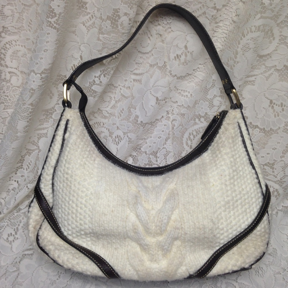 Chaps Beige Knitted Handbag13un x 8in x 4.5in