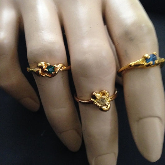 Vintage 3pc Gold Tiny  Rings (size 5-6)