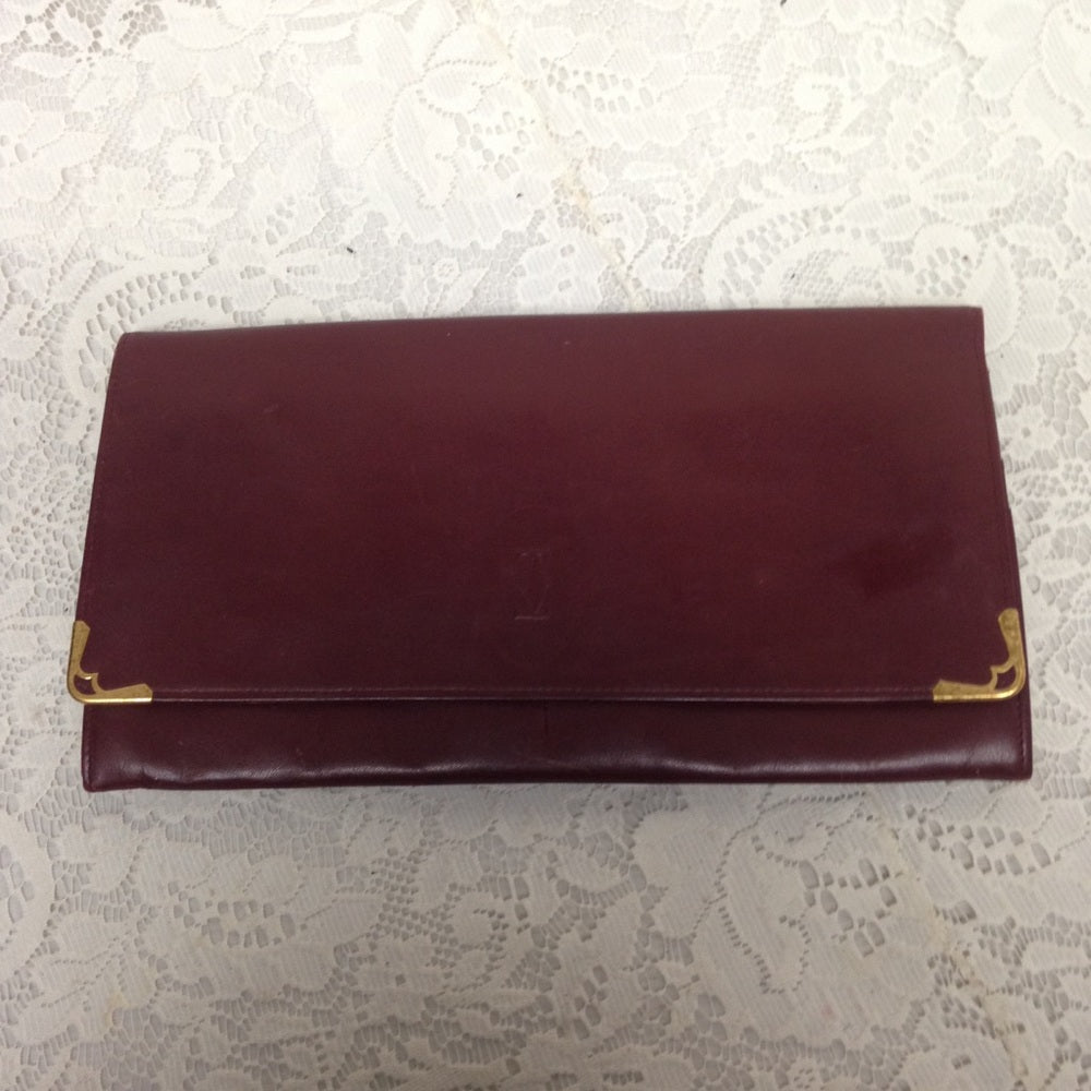 Cartier Burgundy Leather 2-way Clutch-Crossbody