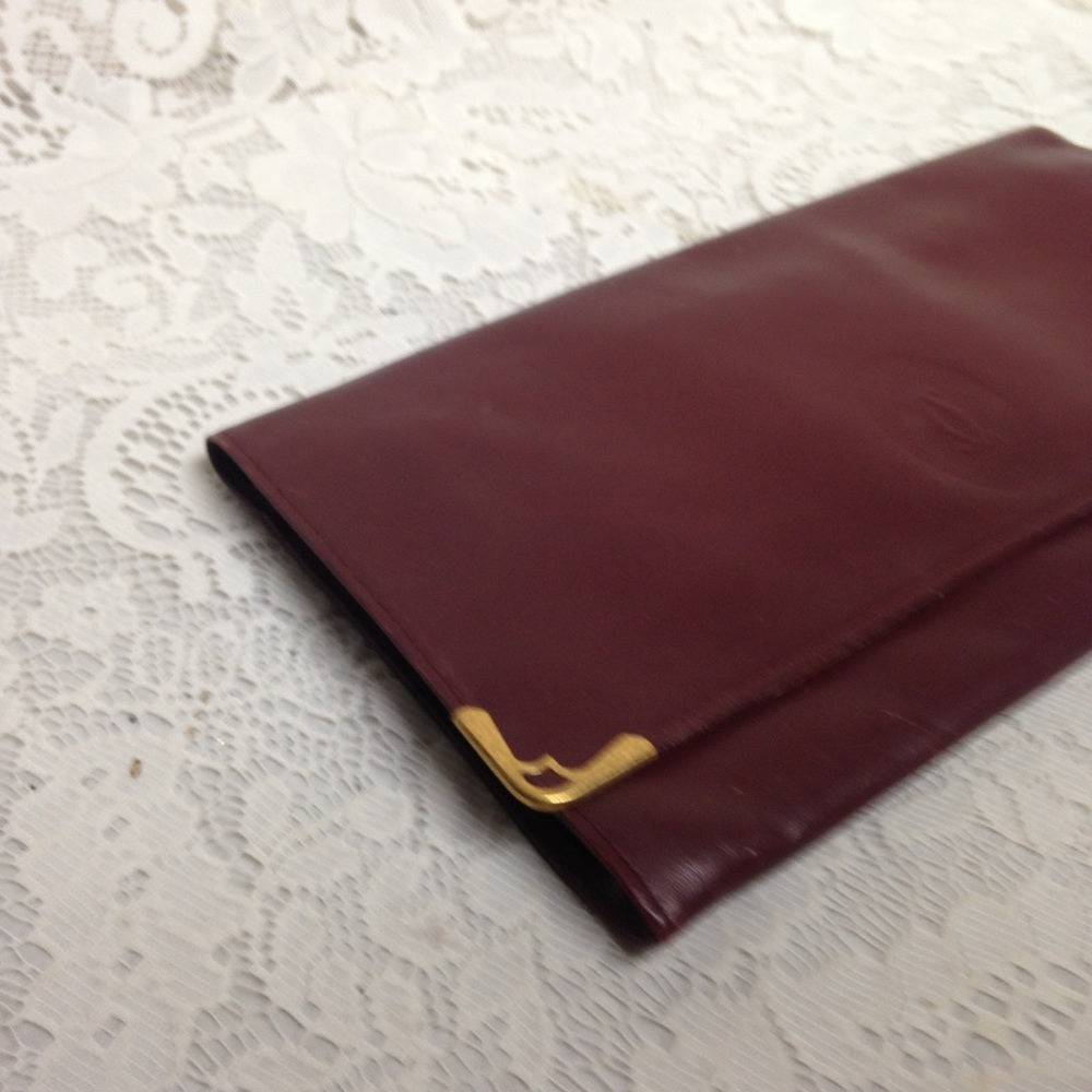 Cartier Burgundy Leather 2-way Clutch-Crossbody