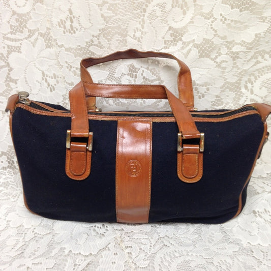 Authentic Fendi, Blue Canvas Handbag-Crossbody