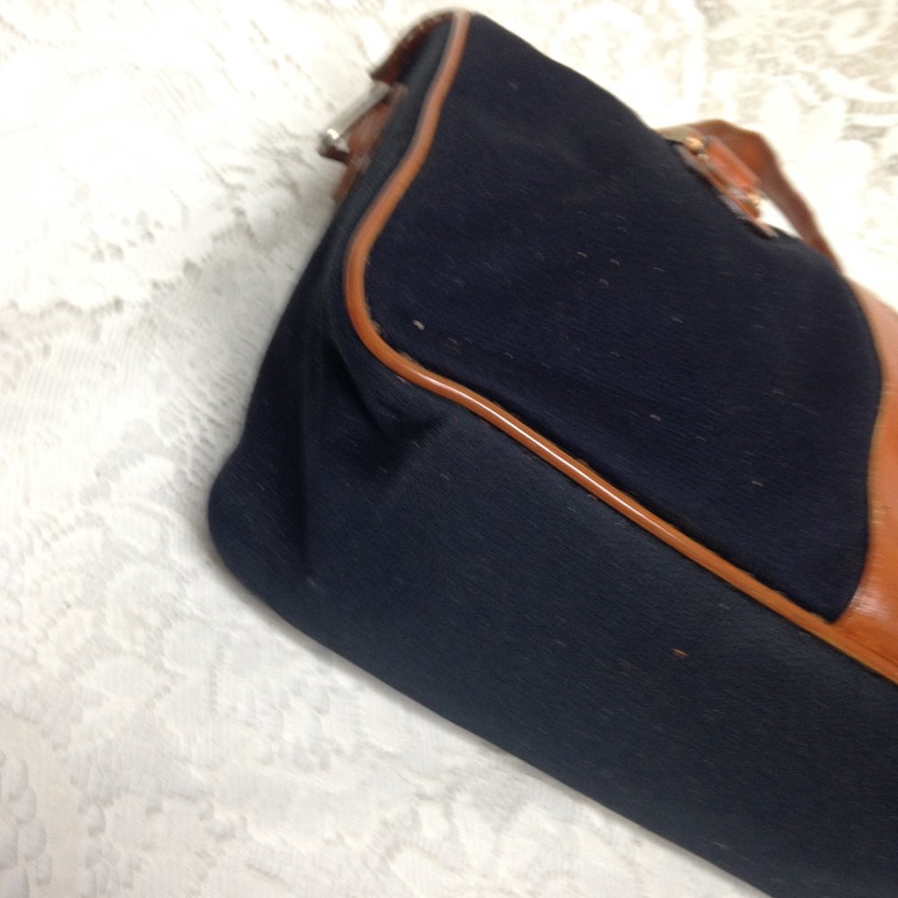 Authentic Fendi, Blue Canvas Handbag-Crossbody
