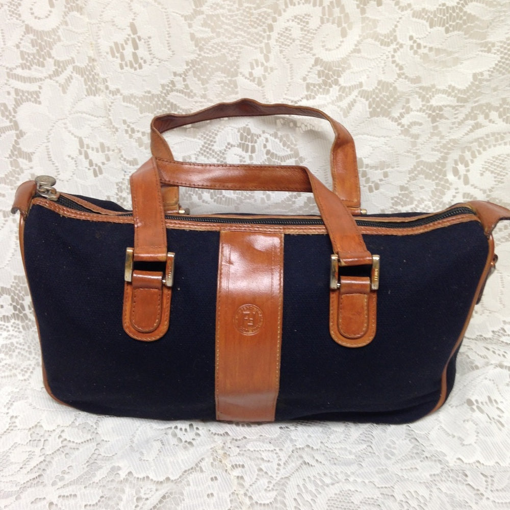 Authentic Fendi, Blue Canvas Handbag-Crossbody