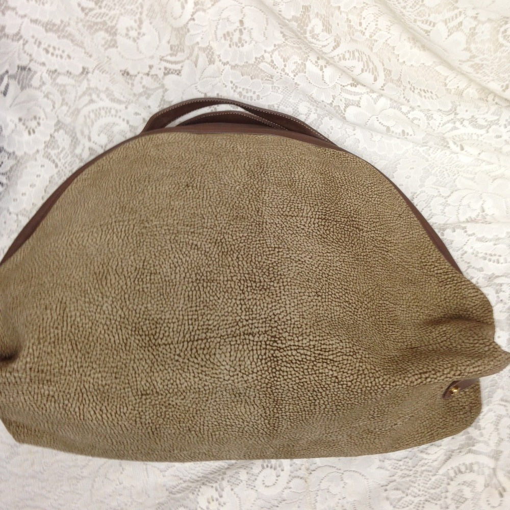 Borbonese Red Wall Quail Suede Leather Handbag(L)