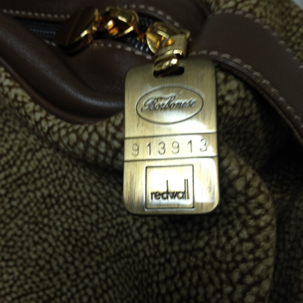 Borbonese Red Wall Quail Suede Leather Handbag(L)