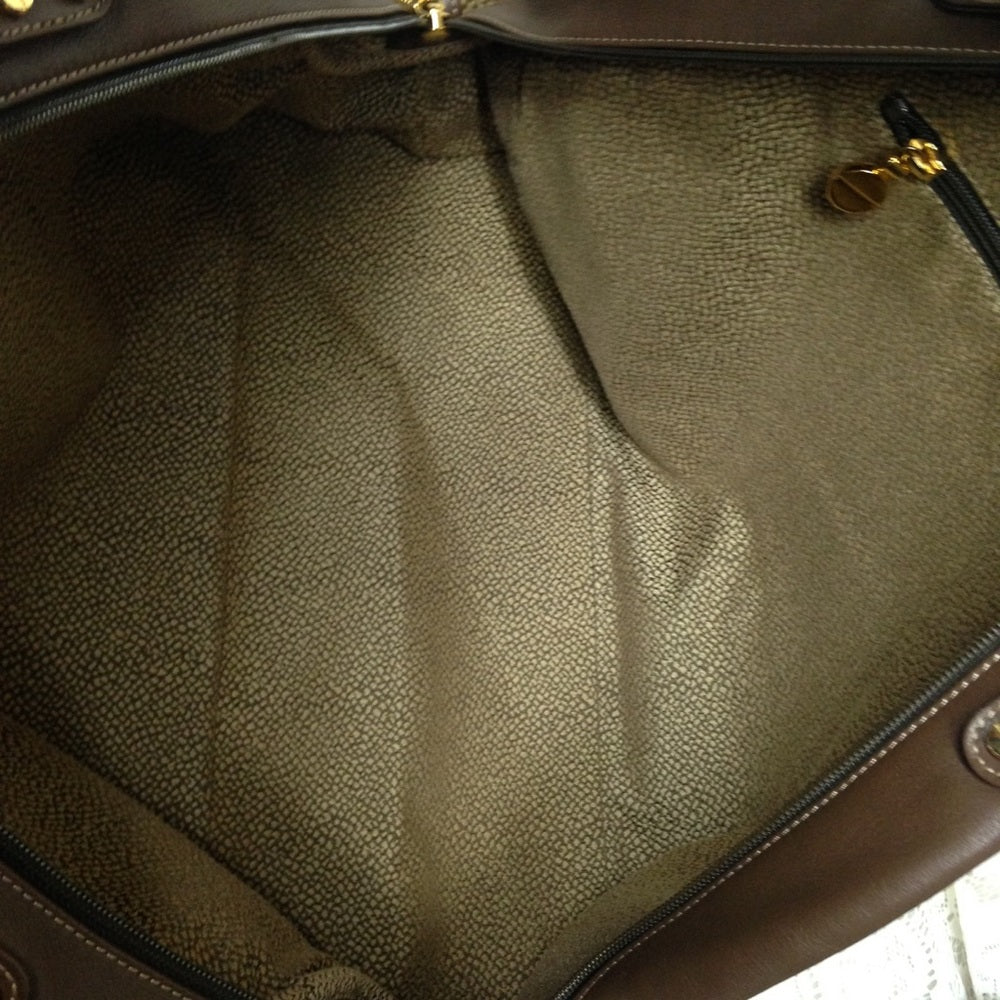 Borbonese Red Wall Quail Suede Leather Handbag(L)
