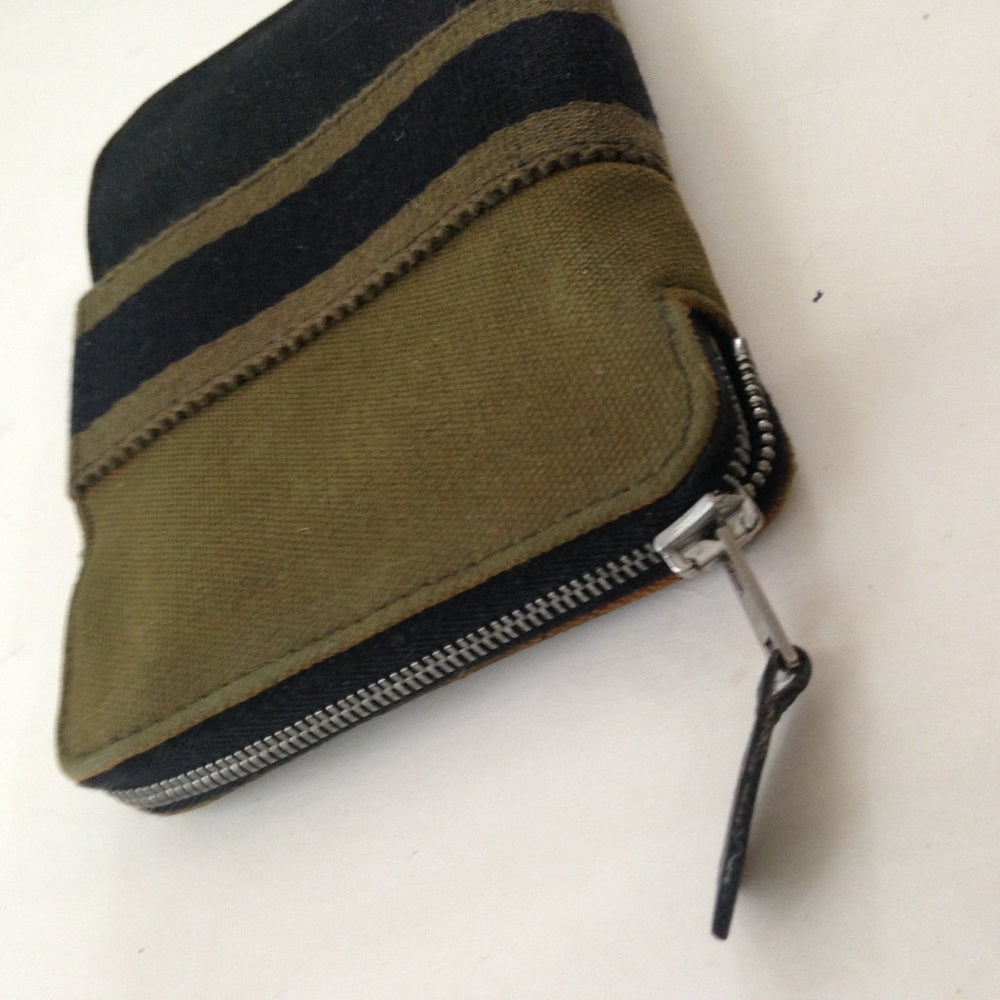 Authentic, Hermes Black-Green Zip-around Wallet