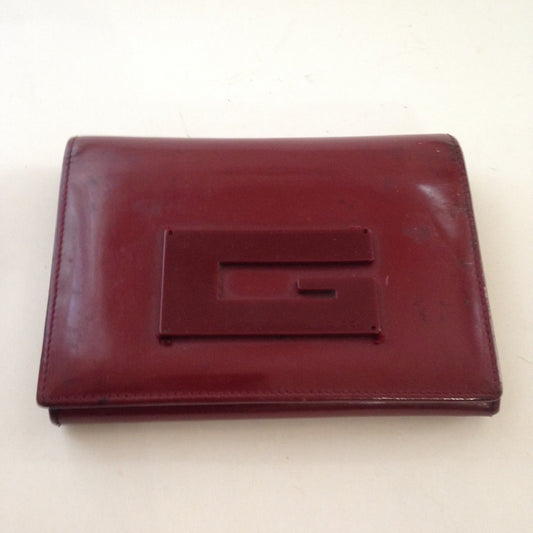 Authentic, Gucci Burgundy Enamel Trifold Wallet