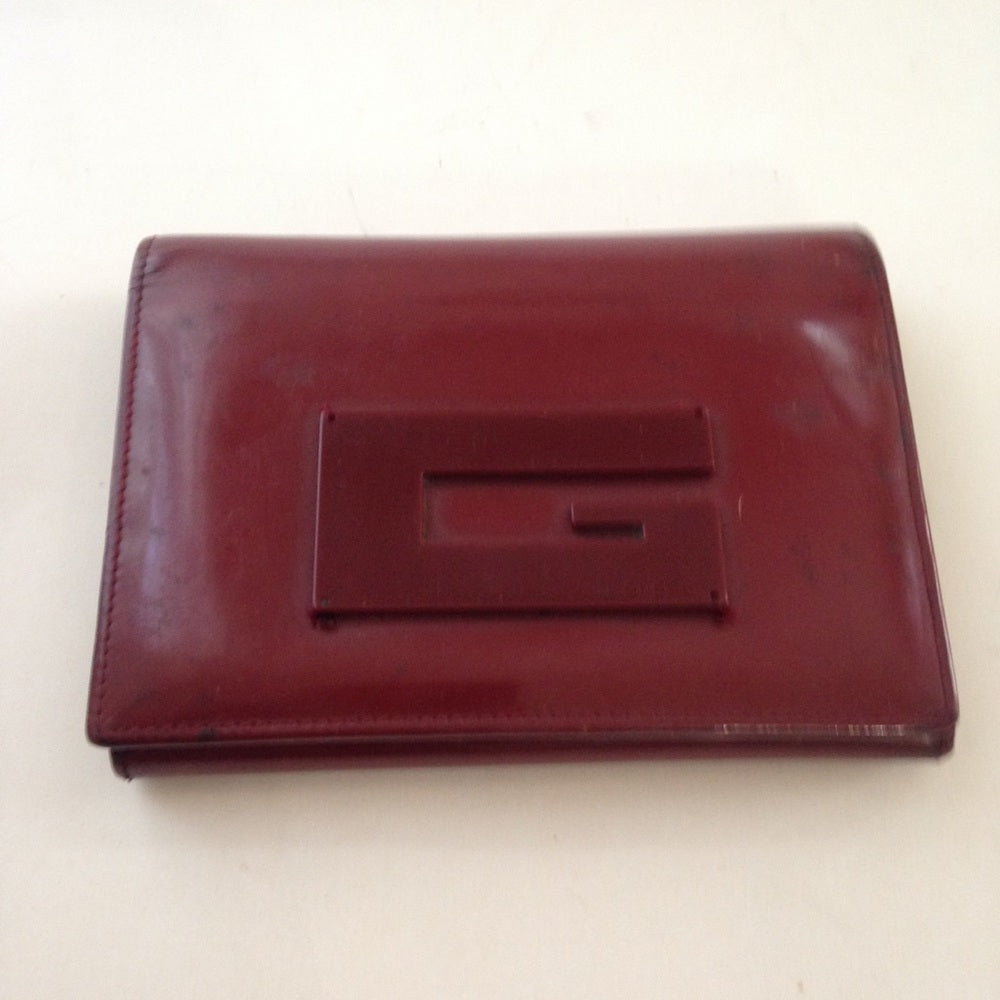 Authentic, Gucci Burgundy Enamel Trifold Wallet