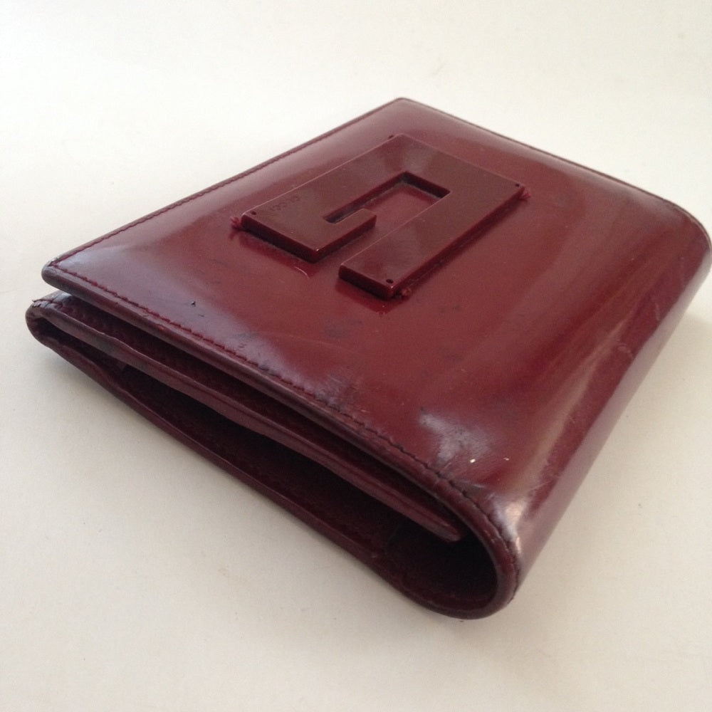 Authentic, Gucci Burgundy Enamel Trifold Wallet