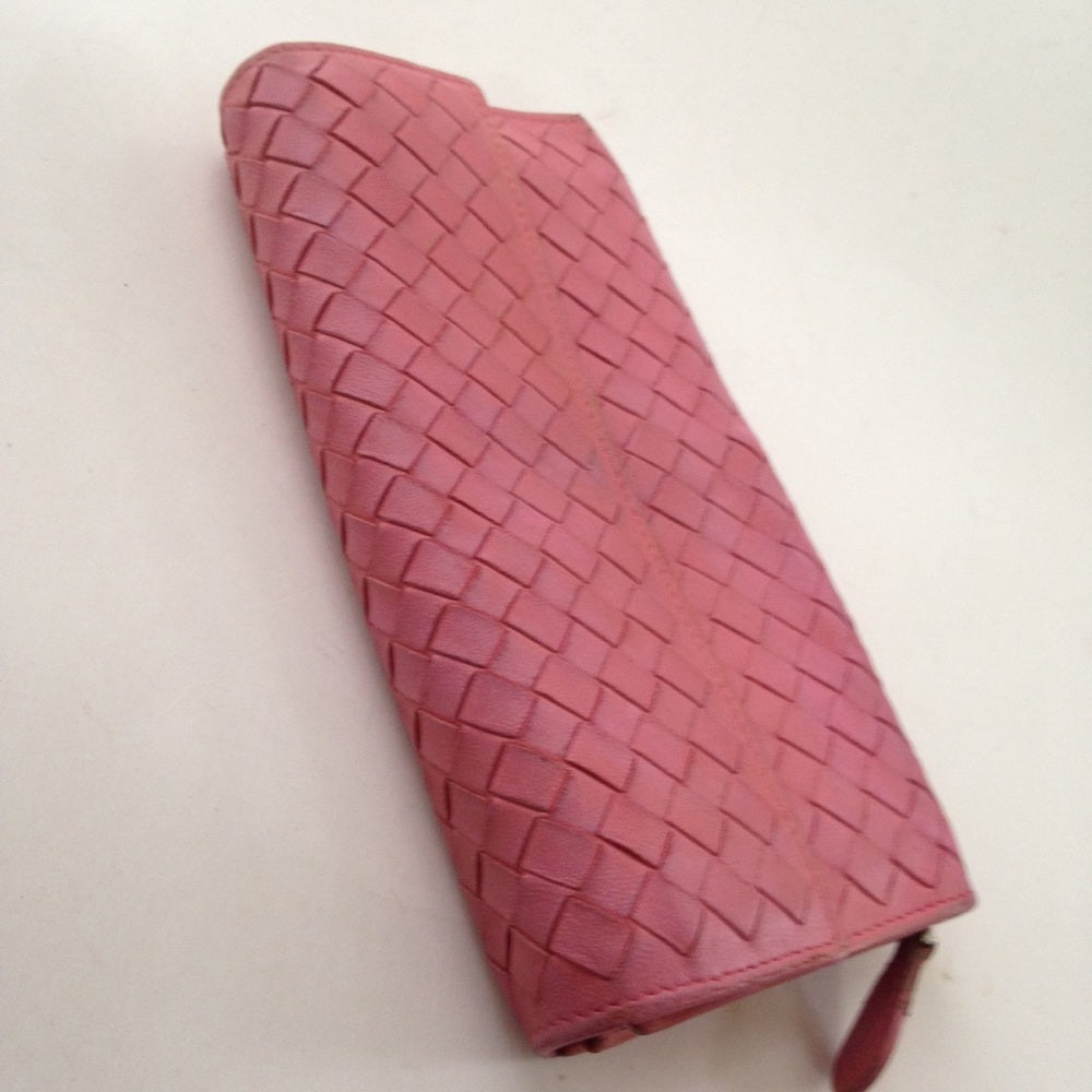 Authentic Bottega Veneta Pink Leather Bi-fold Wall