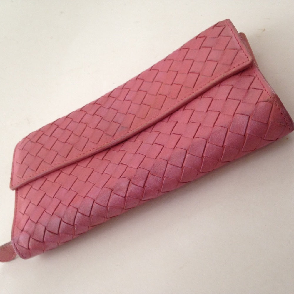 Authentic Bottega Veneta Pink Leather Bi-fold Wall