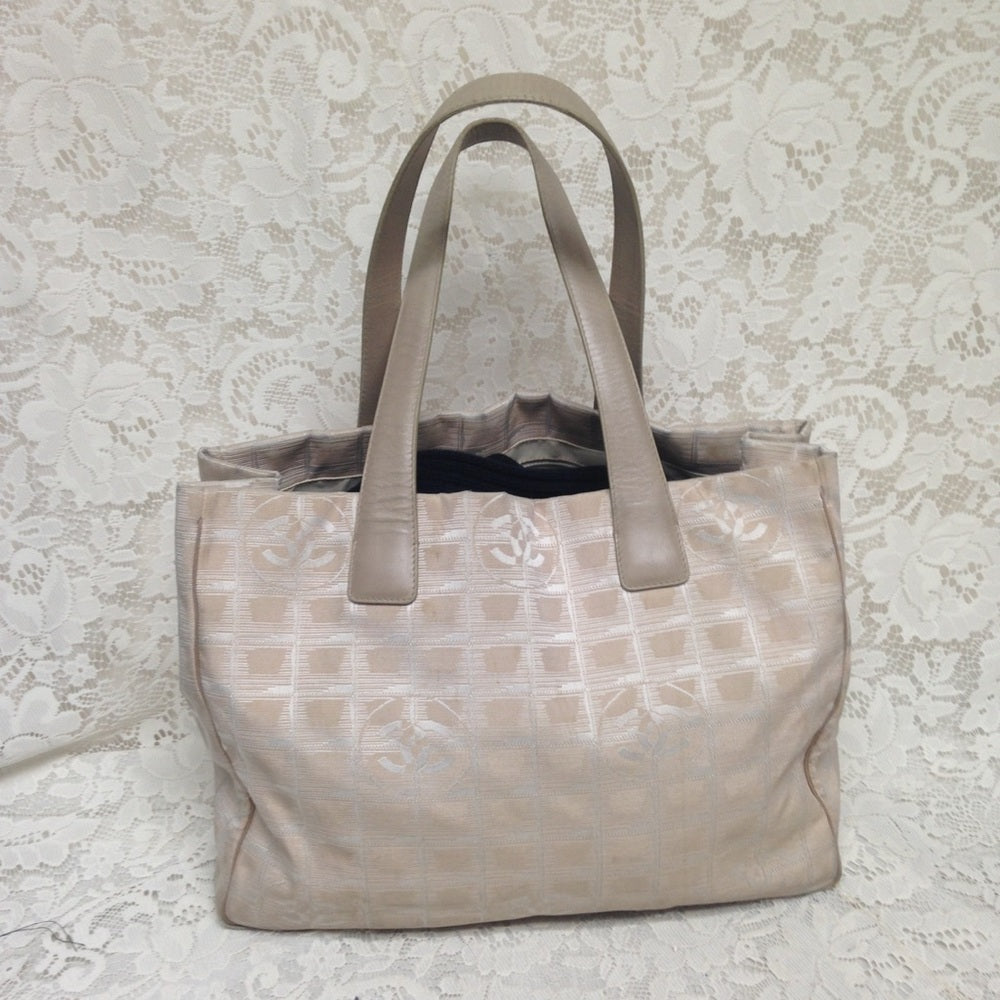 Chanel Travel Line Beige Nylon MM Tote