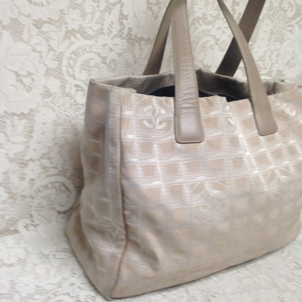 Chanel Travel Line Beige Nylon MM Tote