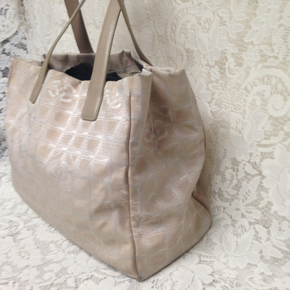 Chanel Travel Line Beige Nylon MM Tote