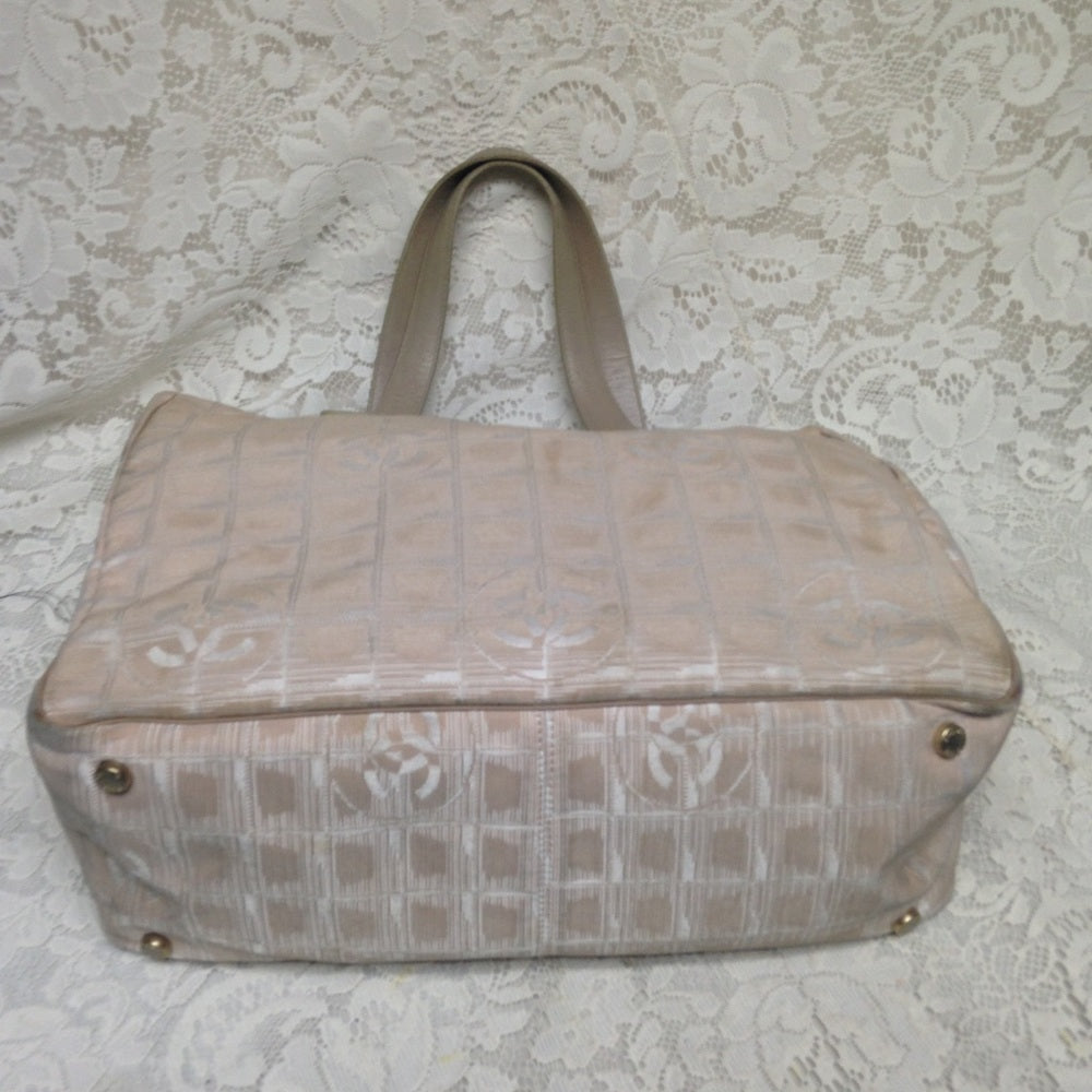 Chanel Travel Line Beige Nylon MM Tote