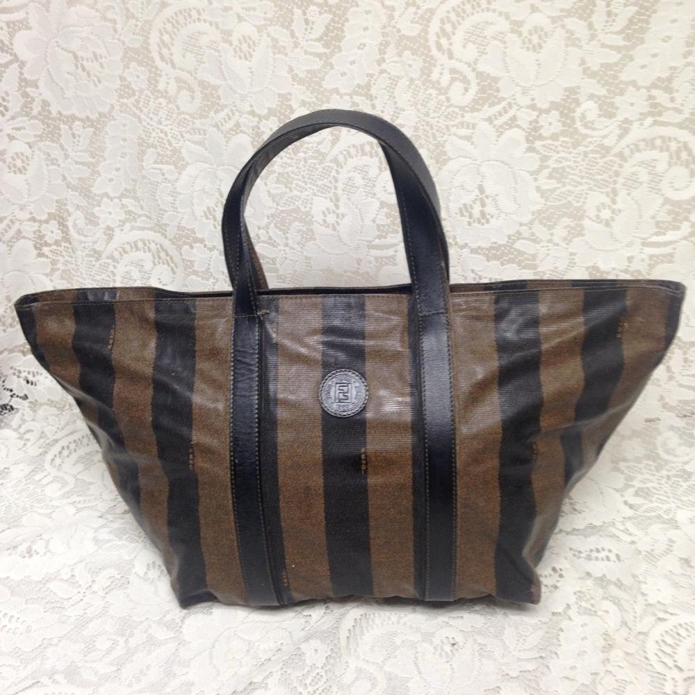 Authentic Fendi, Pequin Stripes Handbag Tote