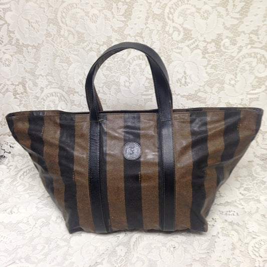 Authentic Fendi, Pequin Stripes Handbag Tote