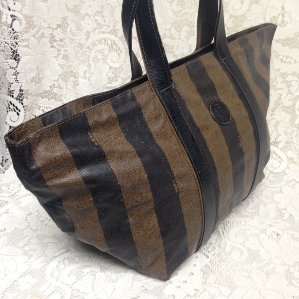 Authentic Fendi, Pequin Stripes Handbag Tote