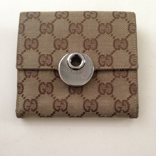 Gucci Brown Mono Canvas compact Bi-fold Wallet