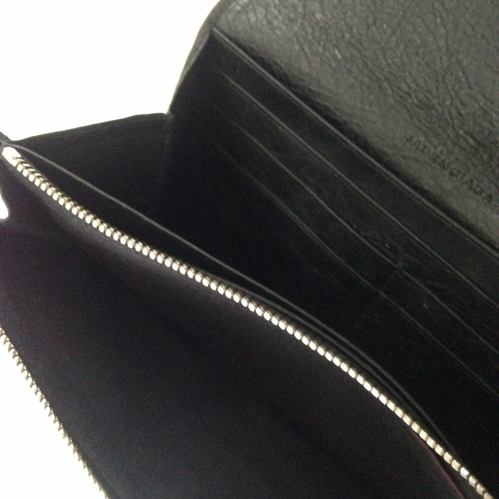 Balenciaga Black Silver Studded Leather Long Walle