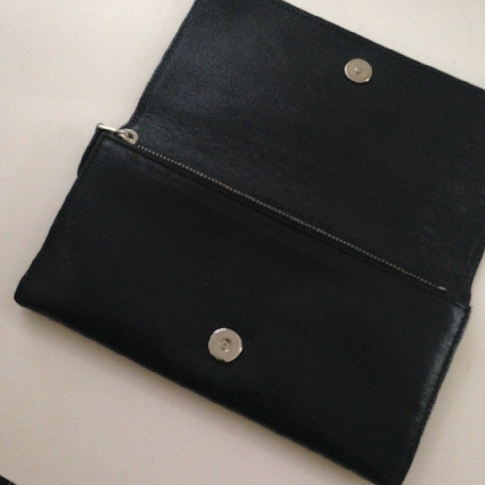 Balenciaga Black Silver Studded Leather Long Walle