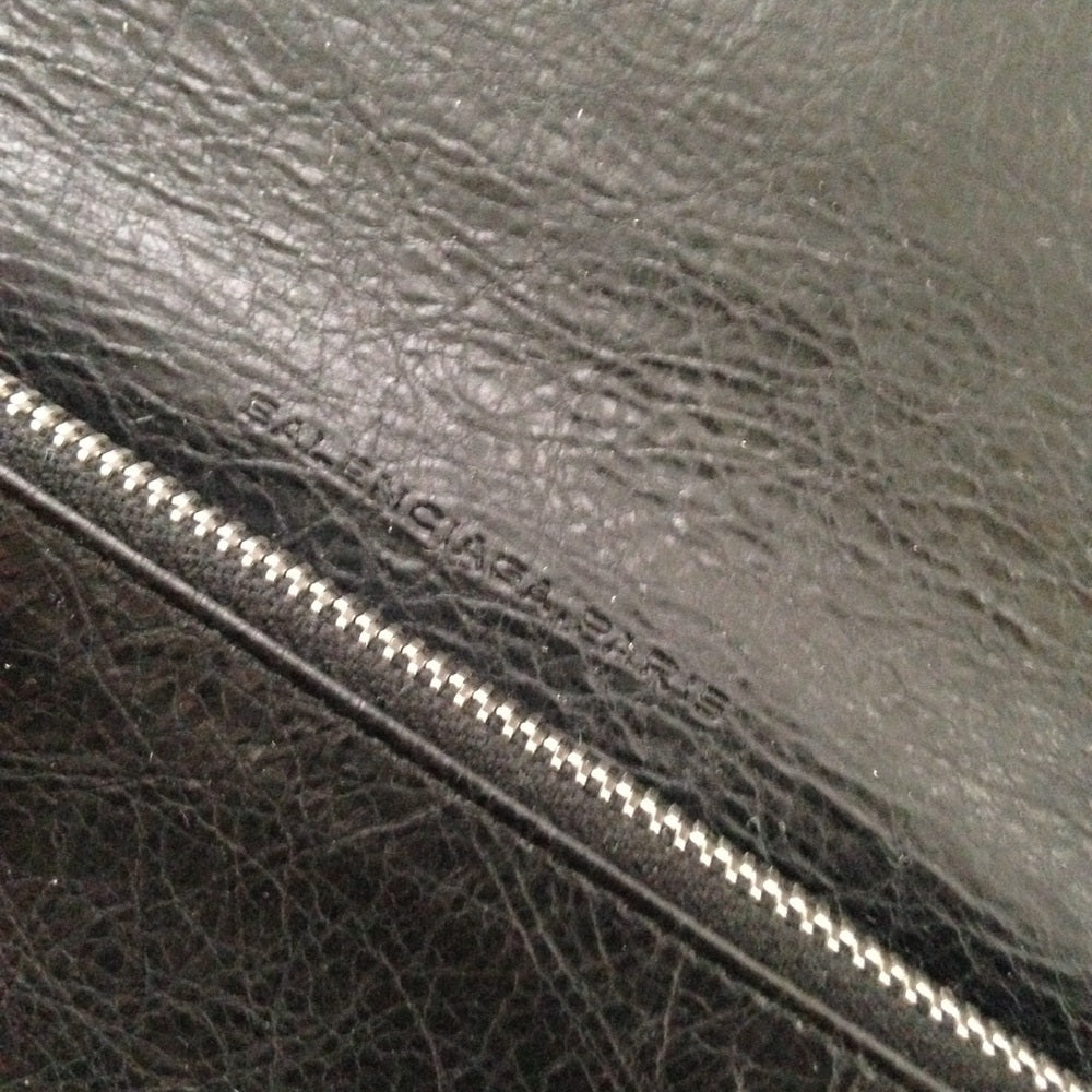 Balenciaga Black Silver Studded Leather Long Walle
