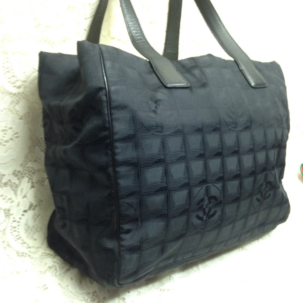 Chanel Travel Line Black Nylon MM Tote