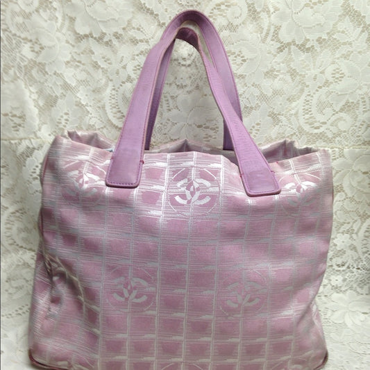 Chanel Travel Line Pink Nylon MM Tote
