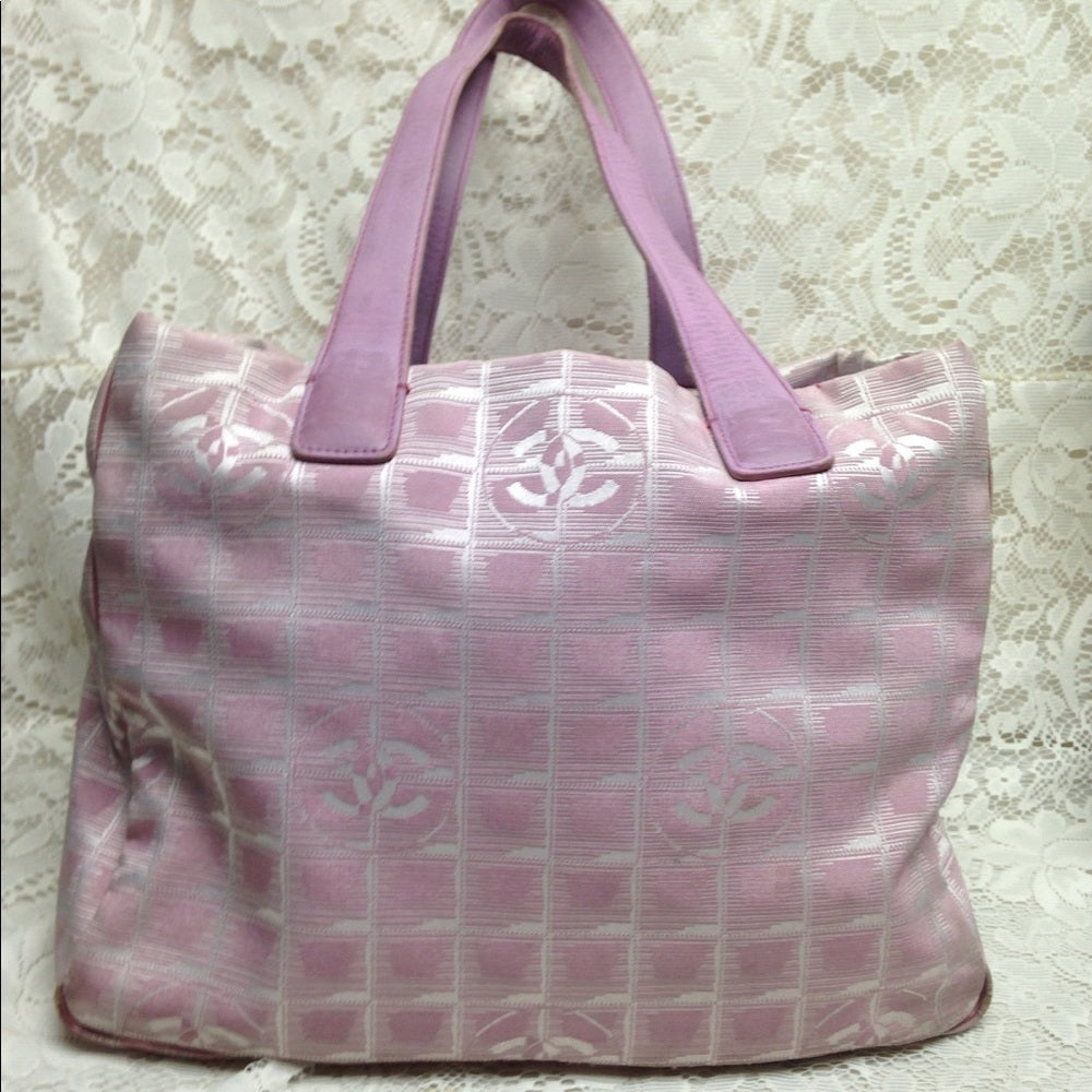 Chanel Travel Line Pink Nylon MM Tote