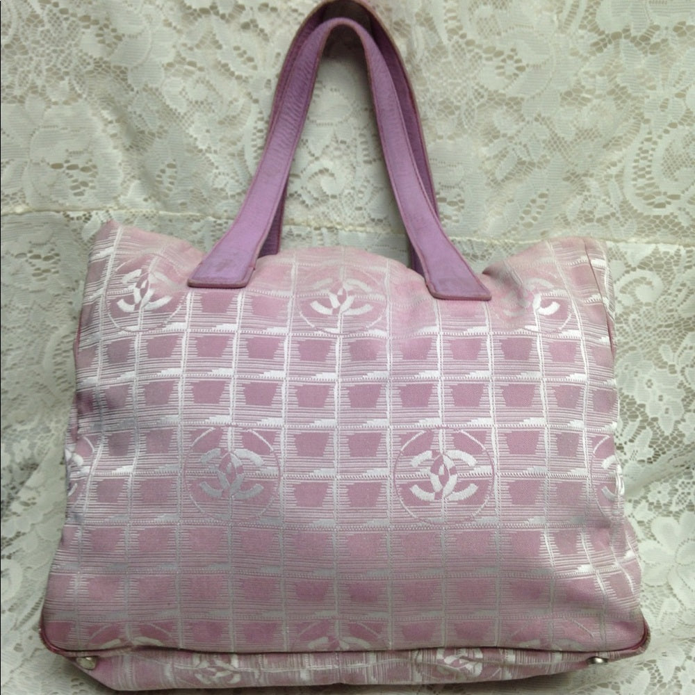 Chanel Travel Line Pink Nylon MM Tote