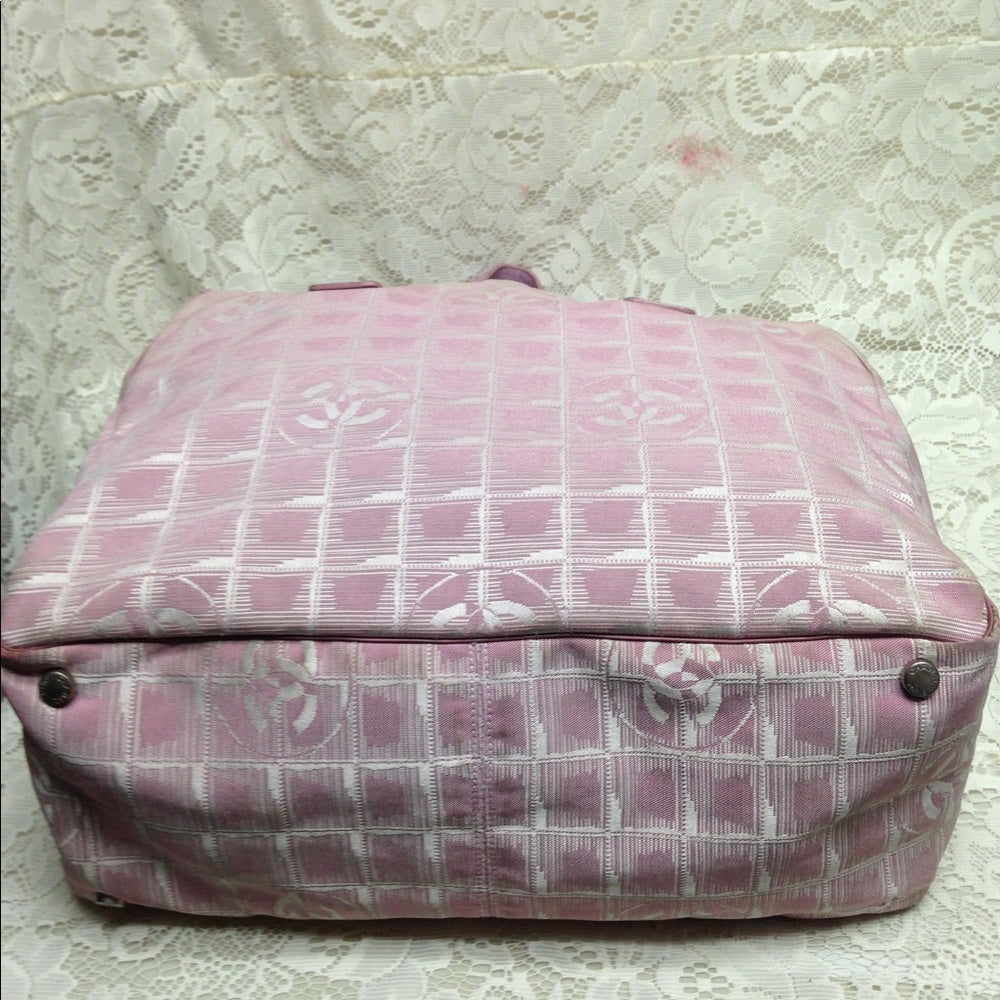 Chanel Travel Line Pink Nylon MM Tote