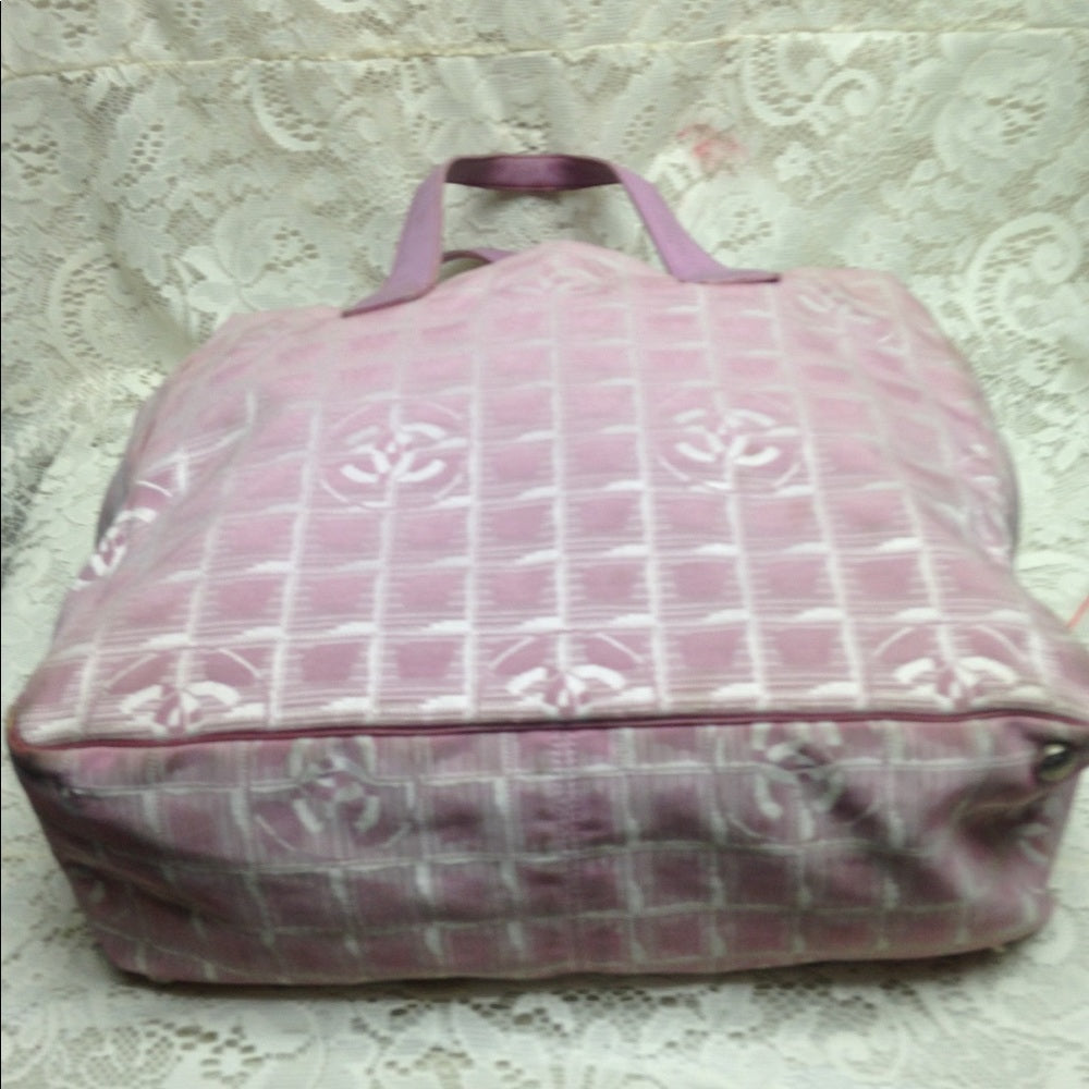 Chanel Travel Line Pink Nylon MM Tote