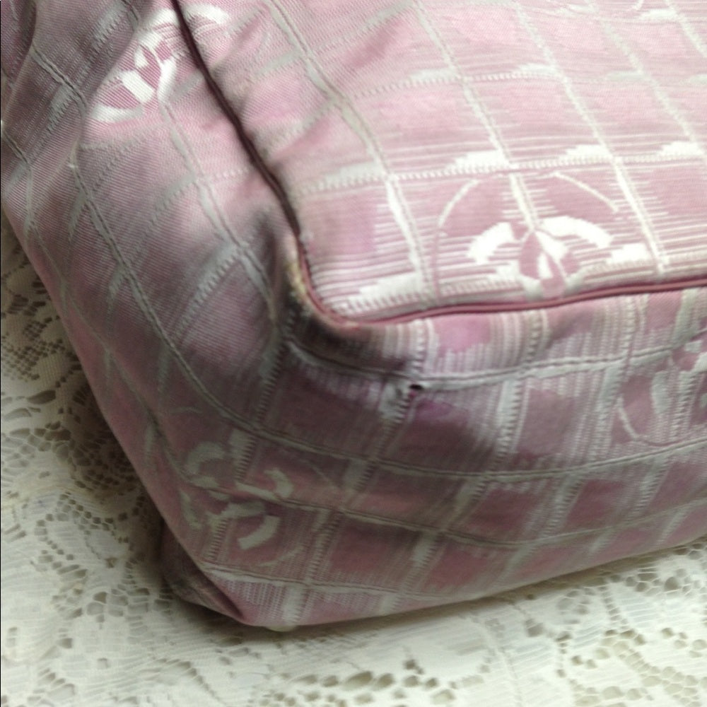 Chanel Travel Line Pink Nylon MM Tote