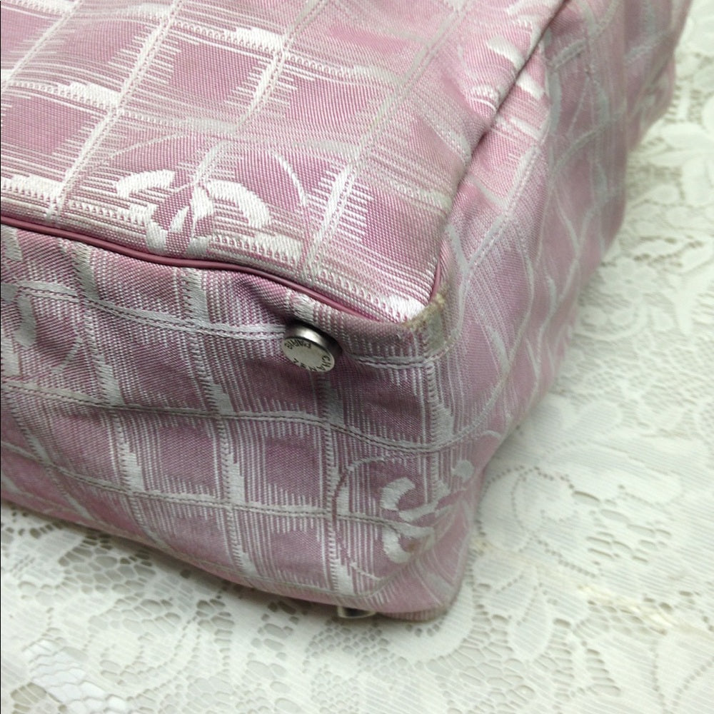 Chanel Travel Line Pink Nylon MM Tote