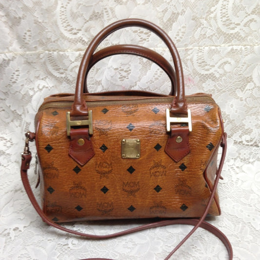 MCM Tan Mono Coated Canvas 2-way Handbag-Crossbody
