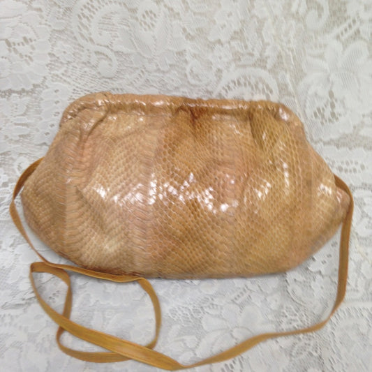 Vintage Yellow Snakeskin Clutch- Crossbody