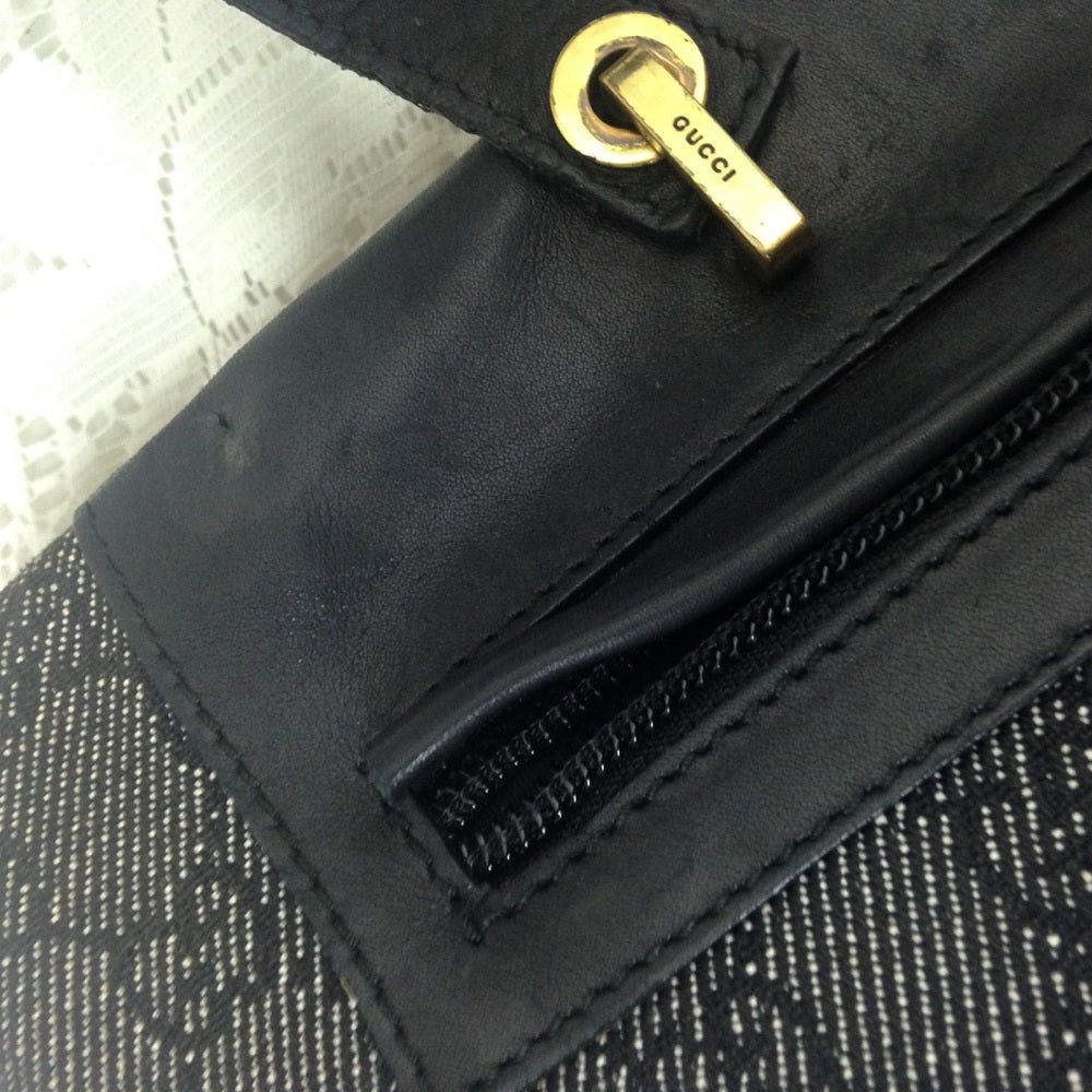 Vintage Gucci Italy, Black Mono Hand-Shoulder Bag